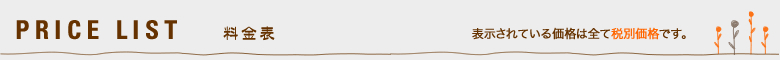 PRICE LIST　料金表
